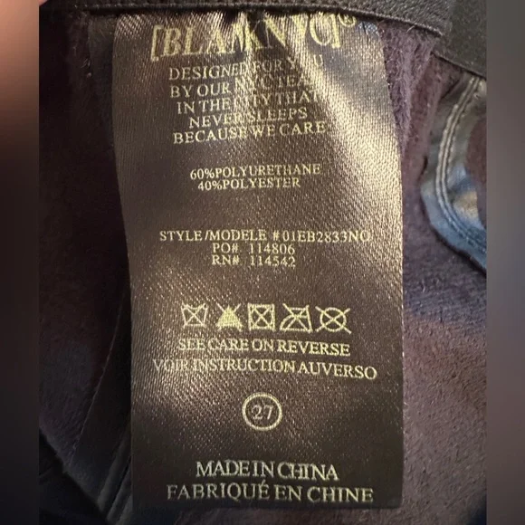 Blank NYC Women's Size 27 Pull On Vegan Leather Black Leggings Pants 29” Inseam - Picture 4 of 7